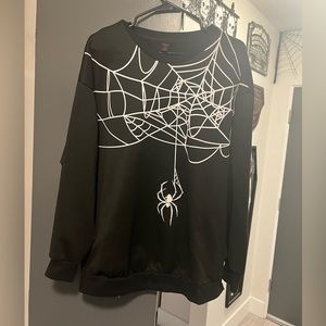 ROMWE Oversized Spiderweb Sweatshirt